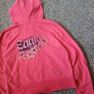 American Eagle Vintage Y2K Surf Summer Cropped Full Zip Hoodie Sweatshirt XL